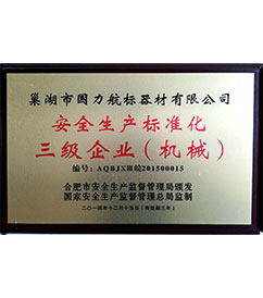 上海巢湖国力航标器材有限公司安全生产标准化三级企业